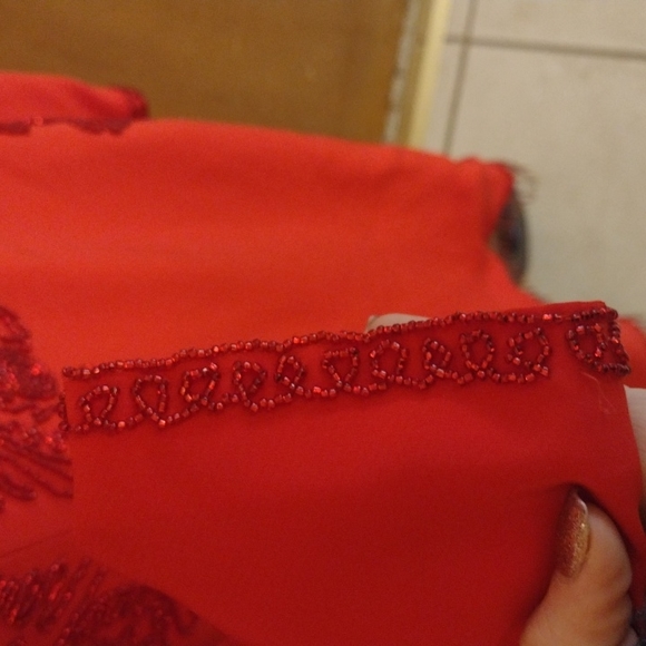 NWT beaded Ruby Red Niteline Della Roufogali dress - Picture 4 of 14